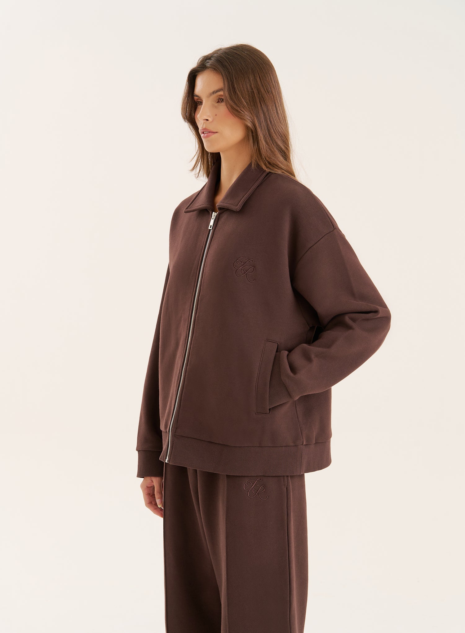 Chocolate Logo Detail Zip Bomber Jacket